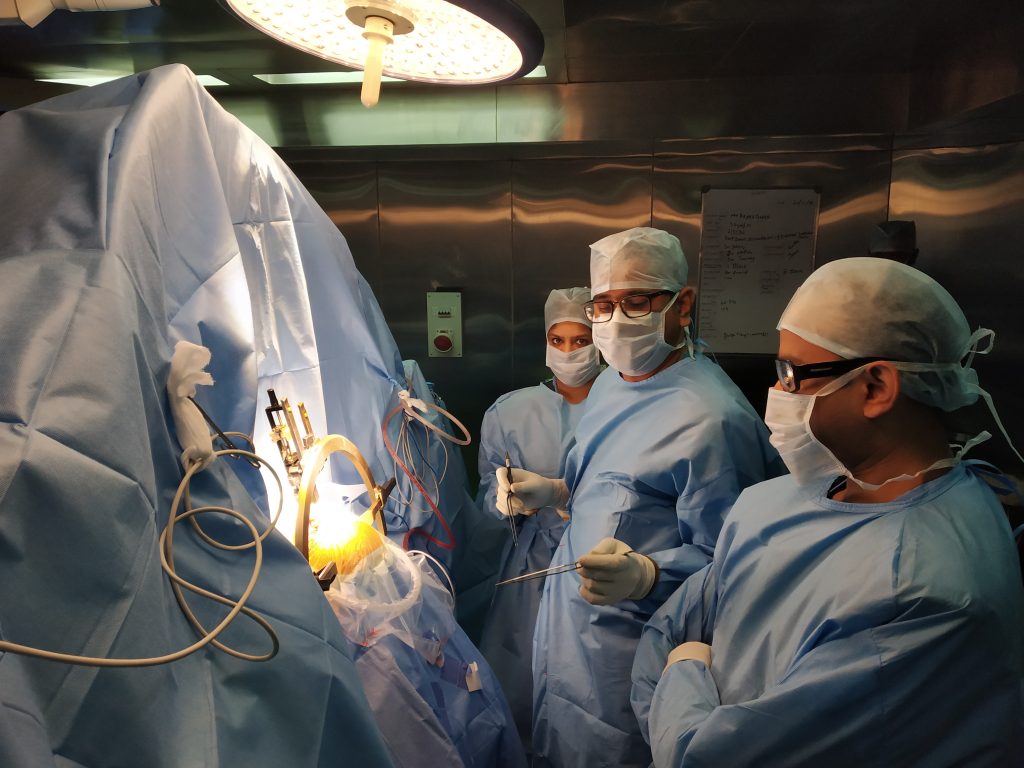 Dr. Kiran Khanapure and Dr. Harish PN in DBS surgical process